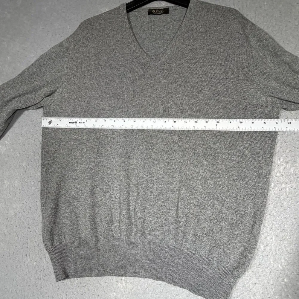 Loro Piana Sweater 54 Gray 100% Baby Cashmere V Neck Sweater Luxury Preppy